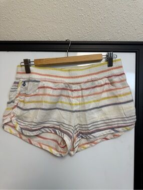 Volcom Multicolor Striped Athletic Shorts - White, Yellow, Coral, Gray